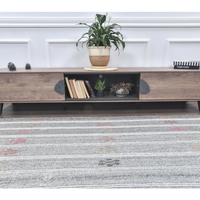 Turkish Vintage Handmade Wool Kilim Rug For Sale - Image 4 of 8