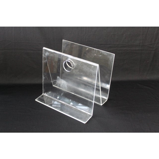 Plastic Vintage Mid Century Modern Lucite Acrylic "W" Shaped Magazine Rack For Sale - Image 7 of 9