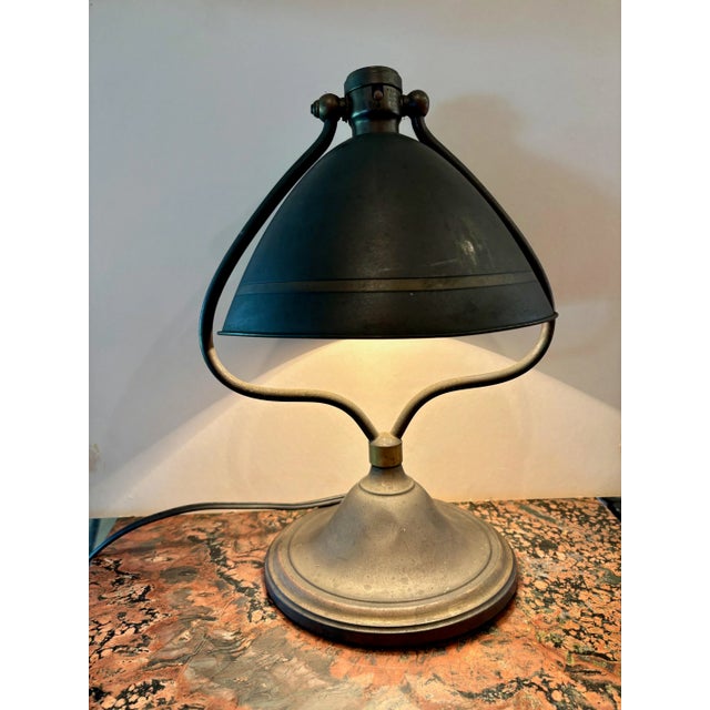 Nice antique Bradley and Hubbard (attributed to or in the style of) 1910 brass desk lamp with adjustable bell shade and...