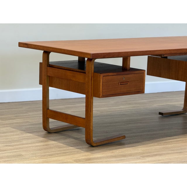 Large Danish Executive Desk in Teak by Jørgen Clausen for Brande Møbelfabrik, 1950s For Sale - Image 11 of 12