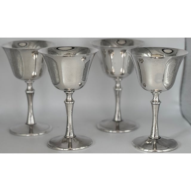 Contemporary Made in Italy El De Uberti Mid-Century Silver Plated Goblets - Set of 8 For Sale - Image 3 of 17
