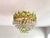 1960s Vintage Emerald Green & Clear Crystal Crown Flush Mount Chandelier – 3 Light For Sale - Image 5 of 17