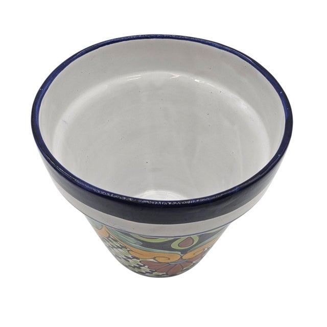 Late 20th Century Large Hand-Painted Talavera Ceramic Planter – Mexican Folk Art Pottery Vessel For Sale - Image 5 of 7