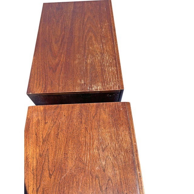Campaign Vintage Henredon Style Campaign Nightstands or End Tables With Brass Hardware, A Pair For Sale - Image 3 of 6