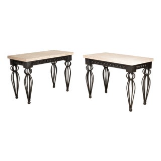Vintage Coffee Tables in Brass and Iron, 1950s, Set of 2 For Sale