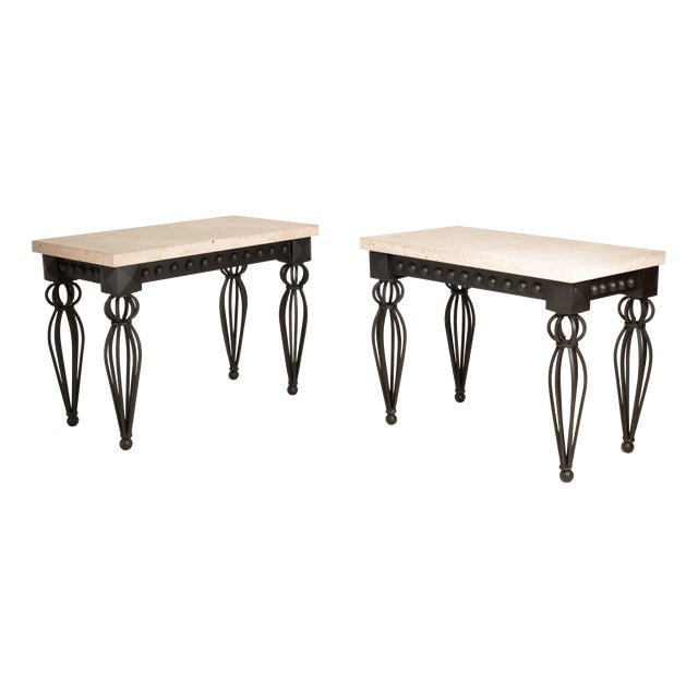 Vintage Coffee Tables in Brass and Iron, 1950s, Set of 2 For Sale