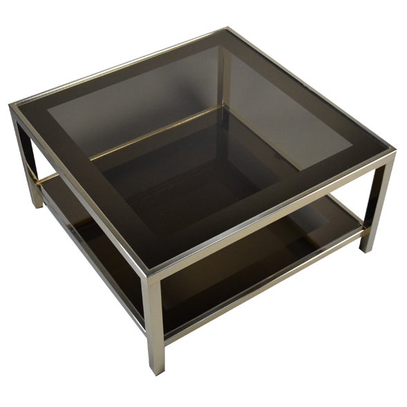 23-Karat Gold-Plated Coffee Table from Belgo Chrome, 1970s For Sale