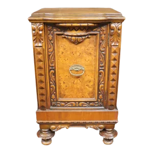 1930s Depression Era Carved Walnut Nightstand