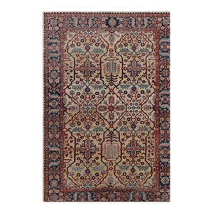 Antique Persian Heriz Rug in Gold With Floral Patterns, From Rug & Kilim