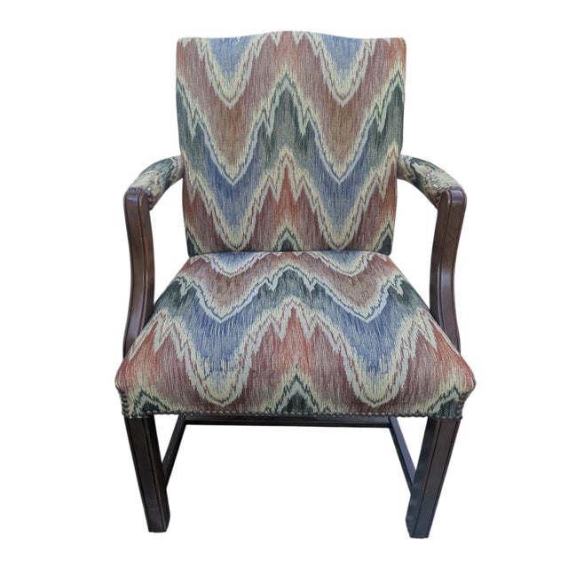 Vintage Schumacher Upholstered Flamestitch Arm Chair For Sale In Charlotte - Image 6 of 18