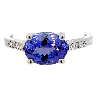 Natural Tanzanite Diamond Ring 6.5 14k WG 2.05 TCW Certified For Sale