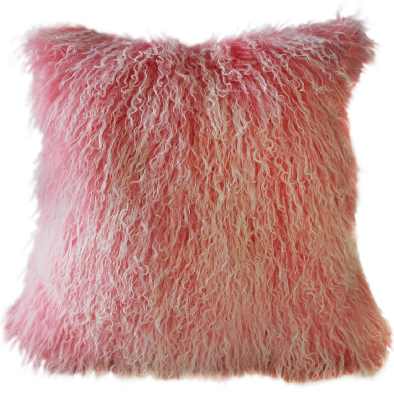 Frosted Pink Mongolian Sheepskin Pillow Chairish