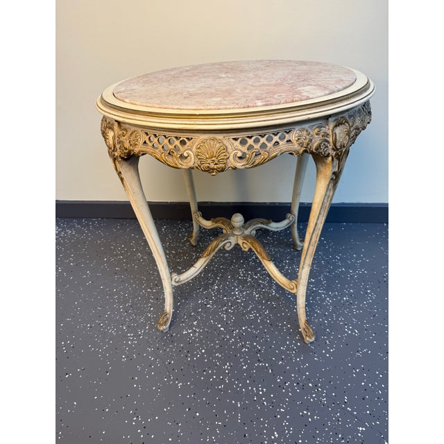 French Late 19th Century Louis XVI Style Marble Top Side Table For Sale - Image 3 of 12