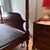1980s Solid Mahogany Rice Carved Four Poster Queen Bed With Canopy Frame and Low-Profile Boxspring For Sale - Image 5 of 12