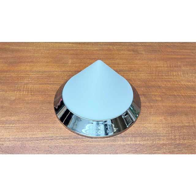 Vintage Cone Glass and Chrome Ceiling Lamp, 1980s For Sale - Image 11 of 18