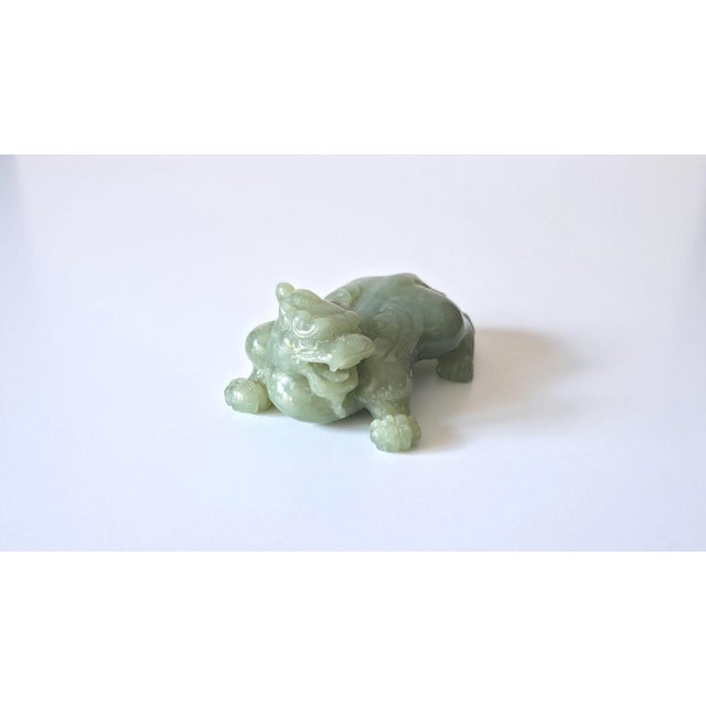 Celadon Chinese Celadon Jade Bixie Figure, Qing Dynasty or Early Republic Period For Sale - Image 8 of 8
