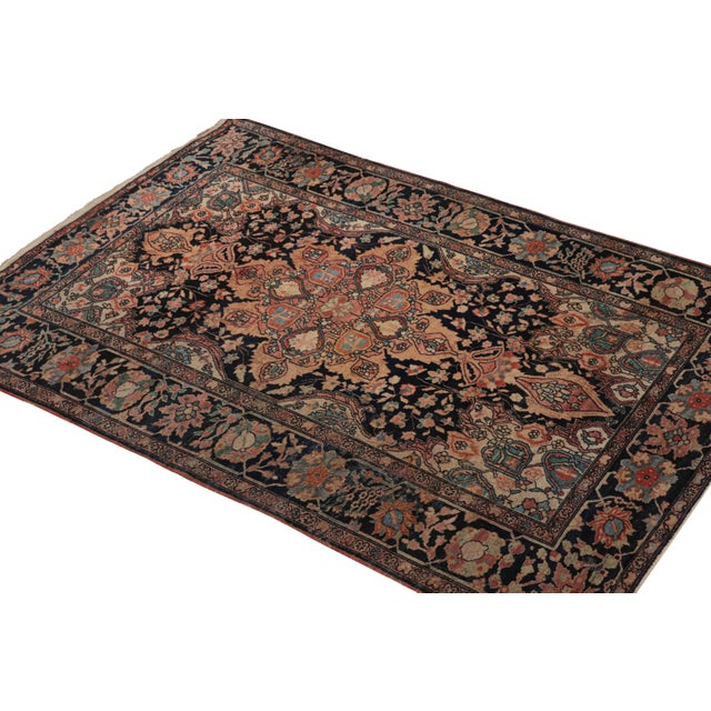 Rug & Kilim Antique Farahan Persian Rug With Colorful Floral Medallion, From Rug & Kilim For Sale - Image 4 of 8