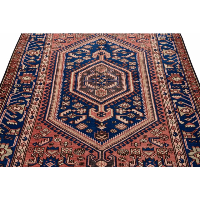 Vintage Handmade Persian Red Geometric Wool Rug 4'10" X 6'4" For Sale - Image 9 of 11