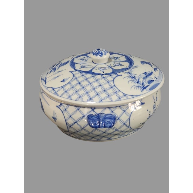 Discover the timeless elegance of Vietnamese heritage with this Vintage Asian Saigon Blue and White Cho & Lon Covered...