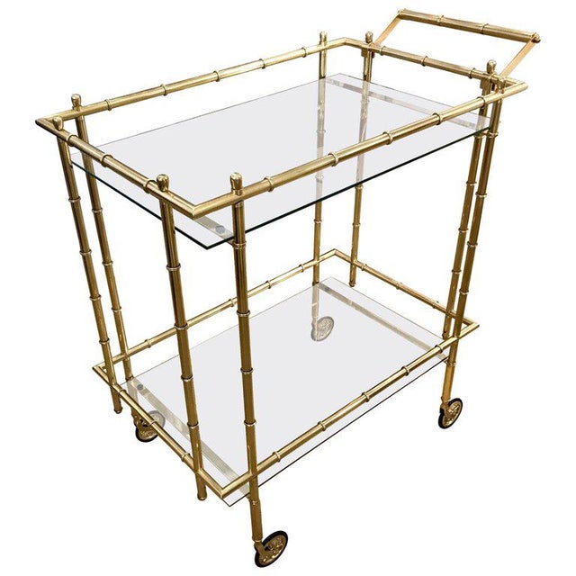 1960s Hollywood Regency Faux Bamboo Brass Bar Cart Chairish