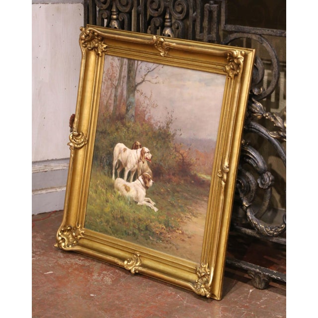 Enhance a study or office with this distinguished antique oil on canvas, painted in England circa 1890. The composition...