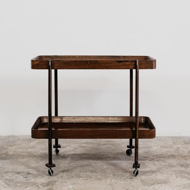 1950s Mid-Century Rustic Wooden Serving Cart, 1950s For Sale - Image 5 of 11