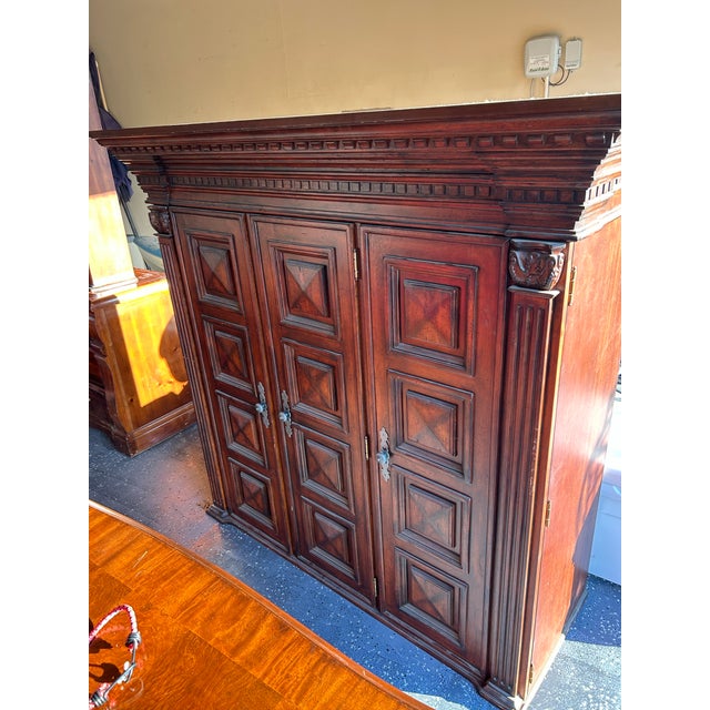 Antique Mahogany wood hutch/amoire with dresser storage on the bottom. This is a 2 piece set! The last photo is not mine-...