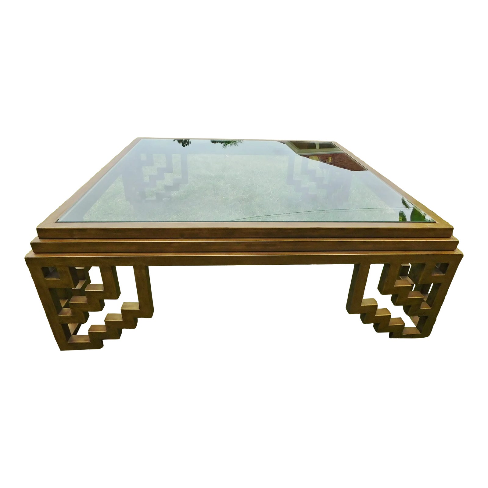 アンティークlion Glass Top Coffee Table Bronze Standing Lion Glass Top Table Signed A.j. Rock / 31 3