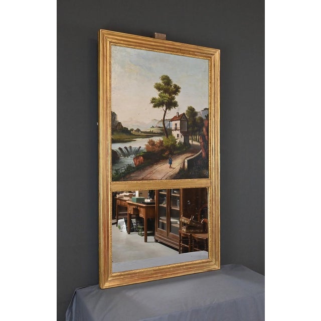 Louis XVI Style Giltwood Trumeau Mirror, 1900s For Sale - Image 3 of 18