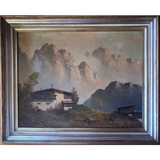 Offered is an original early 20th-century landscape oil painting by listed Swiss artist Gustav Weiss (1886–1973). The...