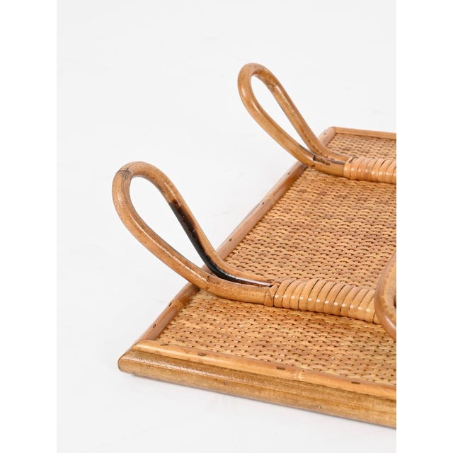 Brown Mid-Century Modern French Riviera Rattan and Wicker Coat Rack, Italy, 1960s For Sale - Image 8 of 12