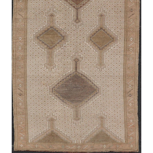 Vintage Turkish Kars Gallery Runner in Warm Taupe, Sand, and Soft Brown For Sale In Atlanta - Image 6 of 14