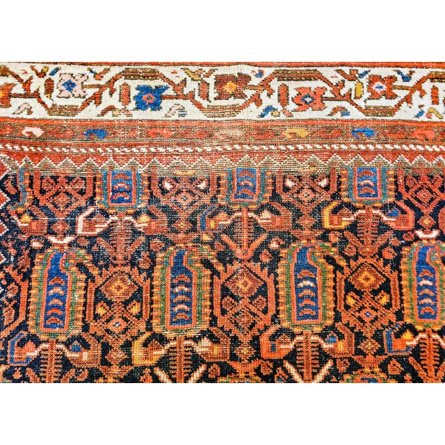 Vintage Persian Malayer Rug, Hand-Knotted Wool, Paisley Pattern, 5x6, Navy & Ivory For Sale - Image 15 of 18