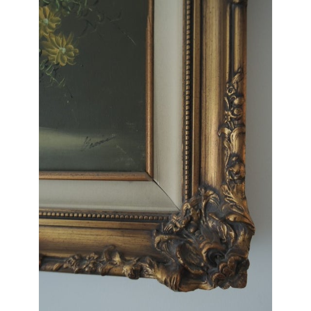 1960s Oil Painting by Baccie 24 X 28 "California School of Painters" Floral Still Life Scene For Sale - Image 4 of 10