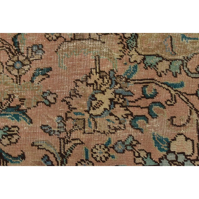 1980s Tabriz Rug 9’7” X 12’4” Pink Wool Vintage Distressed Hand-Knotted Carpet For Sale - Image 5 of 15