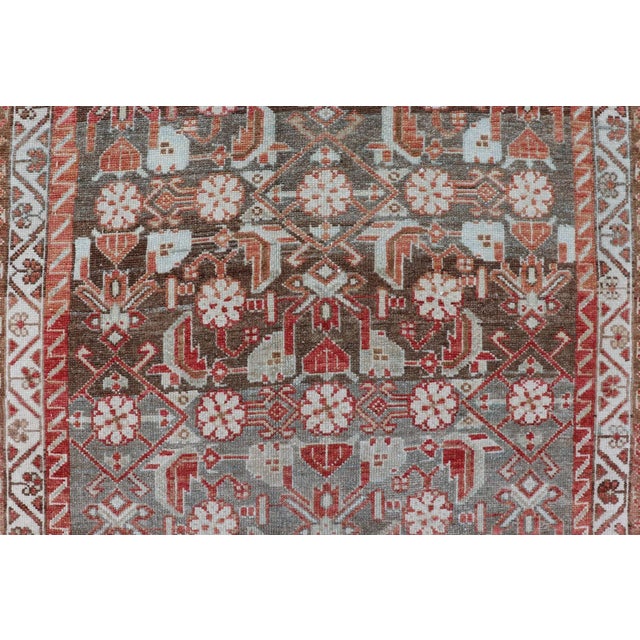 Textile Antique Persian Malayer With Sub-Geometric Floral Design in Reds & Earthy Tones 3'5 X 9'2 For Sale - Image 7 of 12