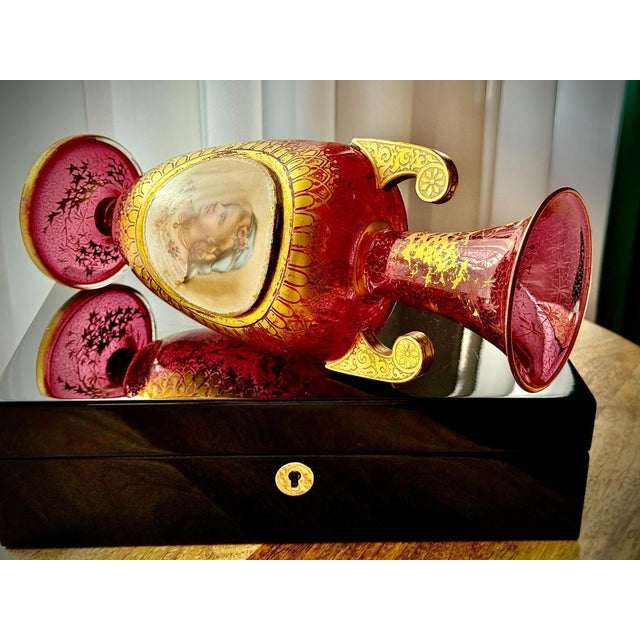 Bohemian Ruby Cranberry Glass Urn Vase from Moser, 1880 For Sale - Image 16 of 18