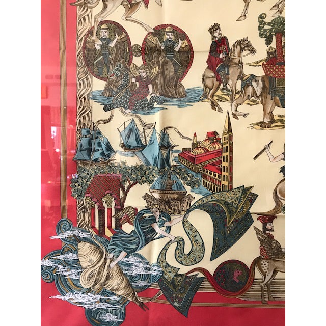 French Hermes French Silk Scarf Framed Art For Sale - Image 3 of 7