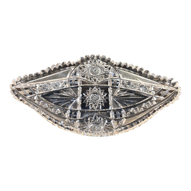 Circa 1920's Cut Glass Serving Dish For Sale