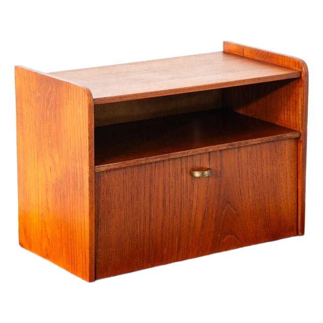 Mid Century Danish Modern Nightstand Floating Storage Shelf Drop Cabinet Vintage For Sale