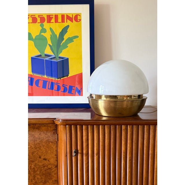 1960s Mid-Century Modern Dome Brass Table Lamp, Italy For Sale - Image 9 of 13