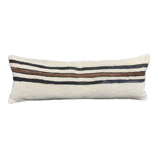 Turkish Hemp Pillow Cushion Natural Beige Black Cushion Cover 14x40 For Sale