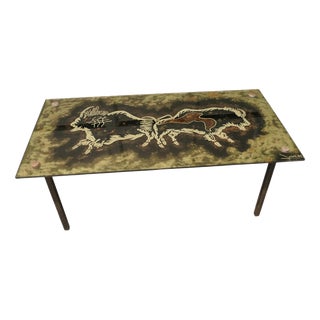 Modernist Italian Eglomisé Glass Top Coffee Table, 1961 For Sale