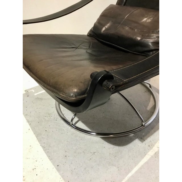1970s Swedish Leather Lounge Chair by Åke Fribytter for Nelo Möbel, 1970s For Sale - Image 5 of 11