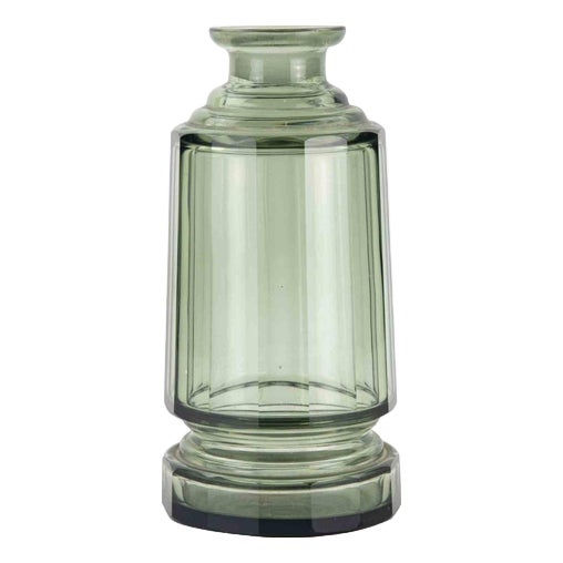 Vintage Art Deco Green Glass Vase, Art Glass, Europe, 1940s Design, 1920s, Glass For Sale