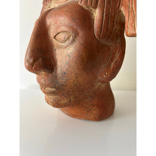 Terra Cotta Mid 20th Century Andean Warrior Terracotta Bust For Sale - Image 8 of 12