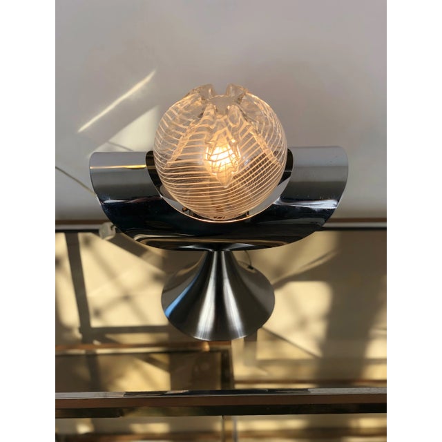 Metal Chrome, Steel & Glass Table Lamp, Italy, 1970s, Set of 2 For Sale - Image 7 of 11