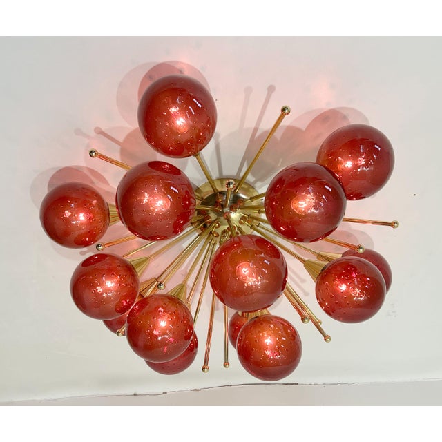 Metal 21st Century Mezzo Polished Brass Amethyst Bubbles Murano Flush Mount by Fabio LTD For Sale - Image 7 of 9