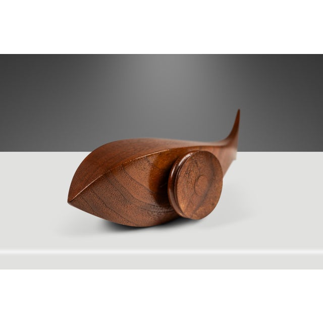 Mid-Century Organic Modern Abstract Hand-Carved Fish / Whale Sculpture in Solid Teak, Usa, C. 1960's For Sale - Image 10 of 12