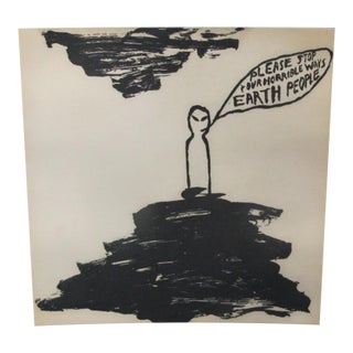 Chris Johanson Signed Limited Aquatint Print Perceptions #5 Stop Earth People For Sale